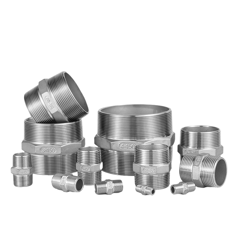 Filetages NPT de mamelon fileté hexadécimal en acier inoxydable aux deux extrémités