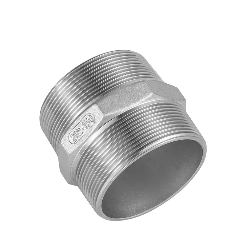 Filetages NPT de mamelon fileté hexadécimal en acier inoxydable aux deux extrémités