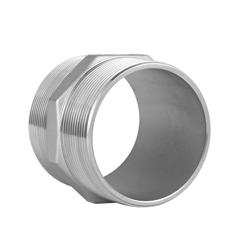 Filetages NPT de mamelon fileté hexadécimal en acier inoxydable aux deux extrémités